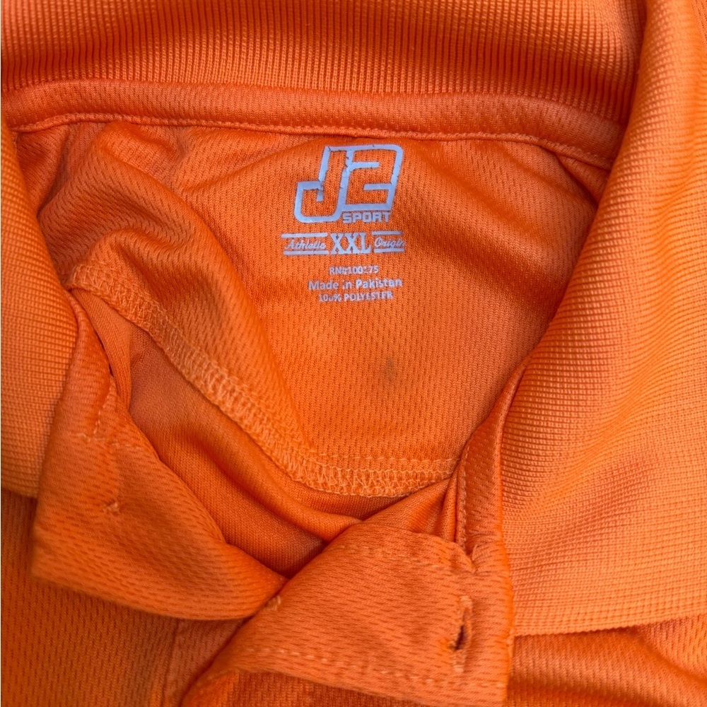 J2 Clemson Tigers Polo Shirt Mens XXL Orange White College Football Short Sleeve - Picture 4 of 4